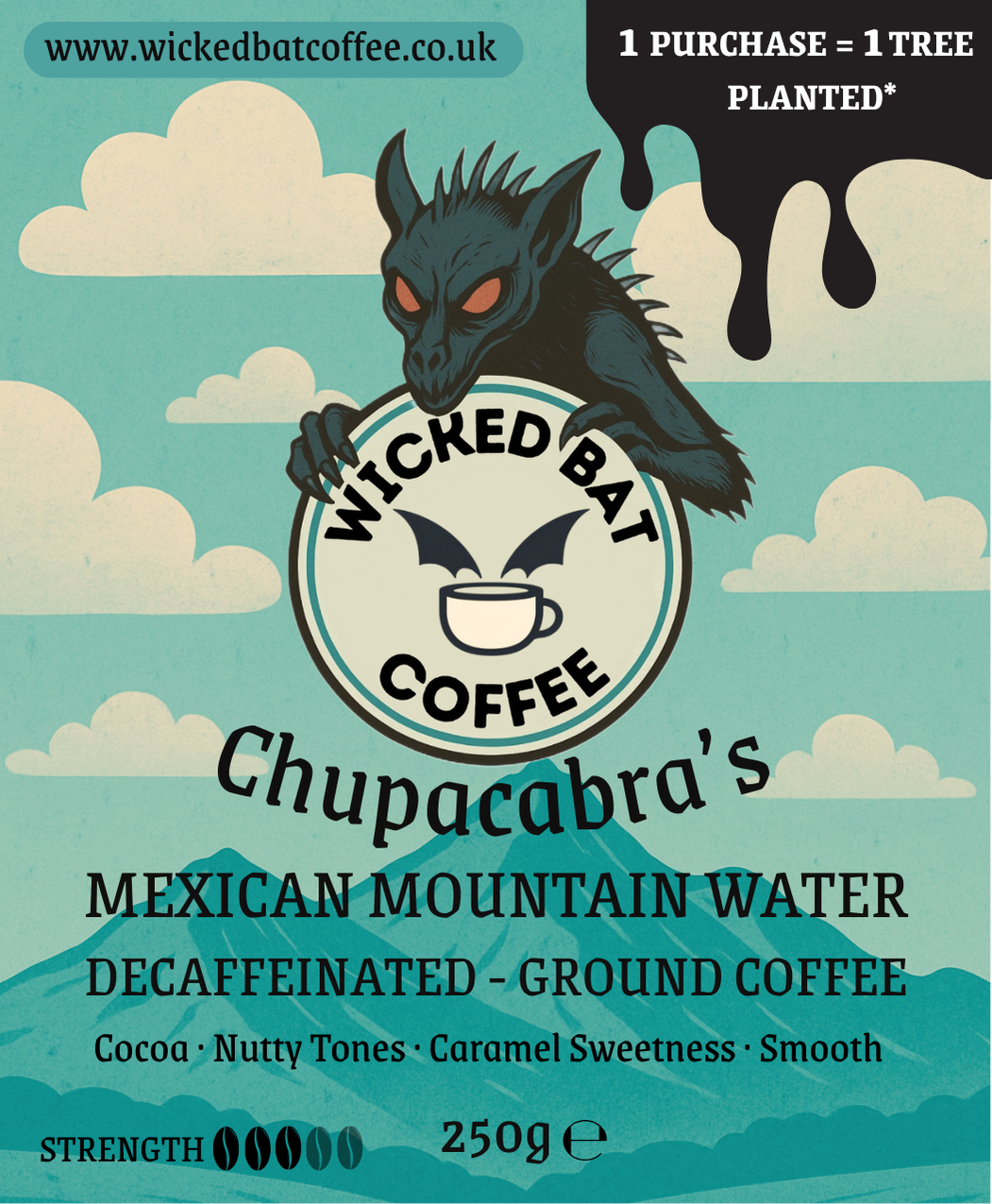 Chupacabra’s Mexican Mountain Water DECAFFEINATED - Ground Coffee