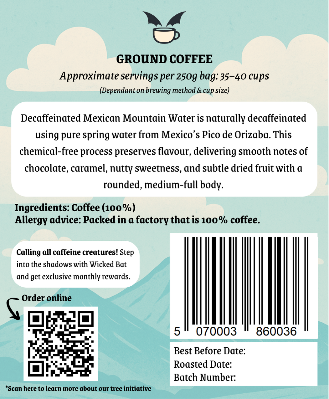 Chupacabra’s Mexican Mountain Water DECAFFEINATED - Ground Coffee